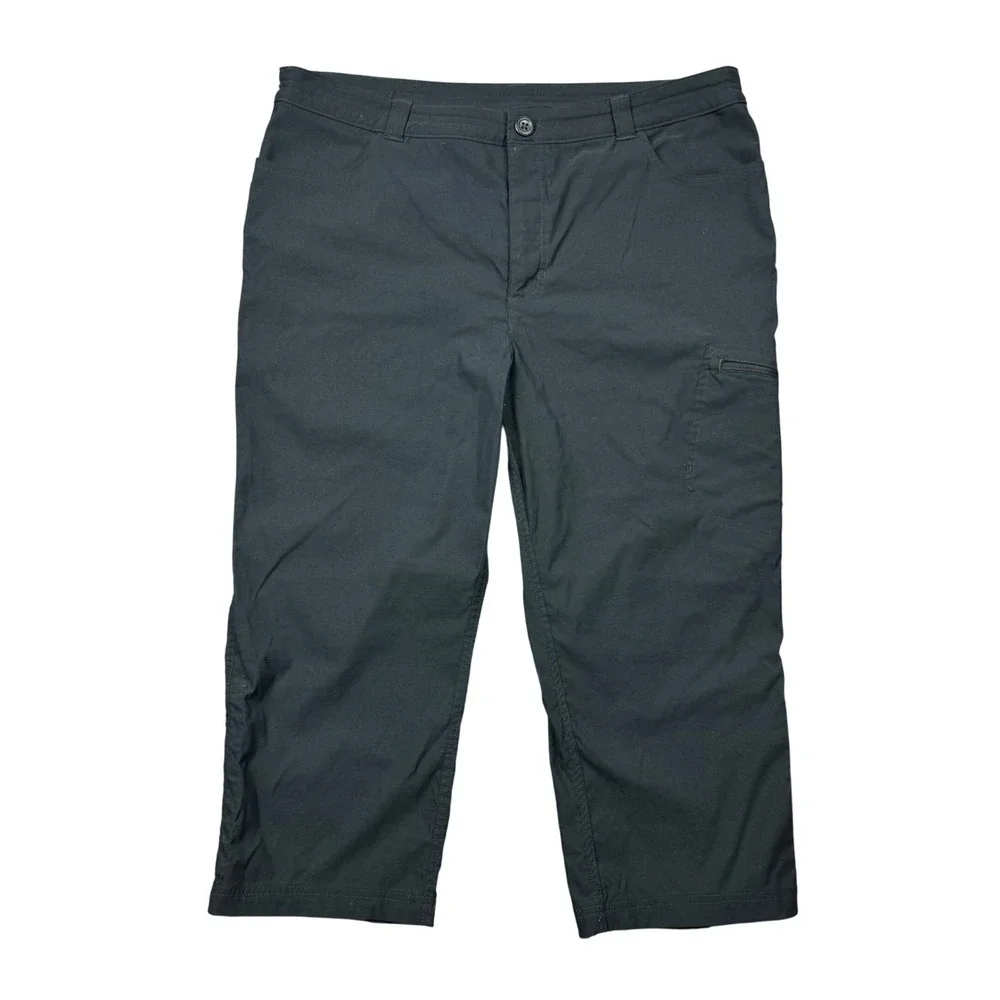 Eddie Bauer Tech Capri Pants Womens 16 Black Hiking Outdoor Camping Granola